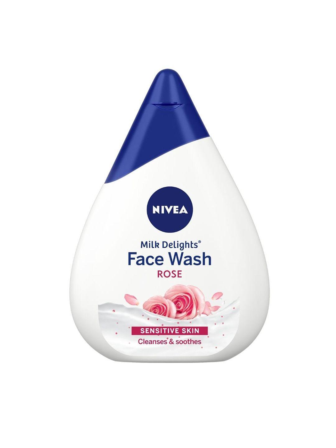 nivea milk delights face wash with caring rosewater for sensitive skin 50 ml