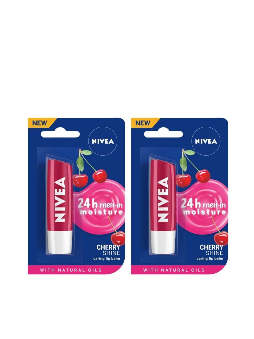 nivea set of 2 melt in lip balms- cherry shine