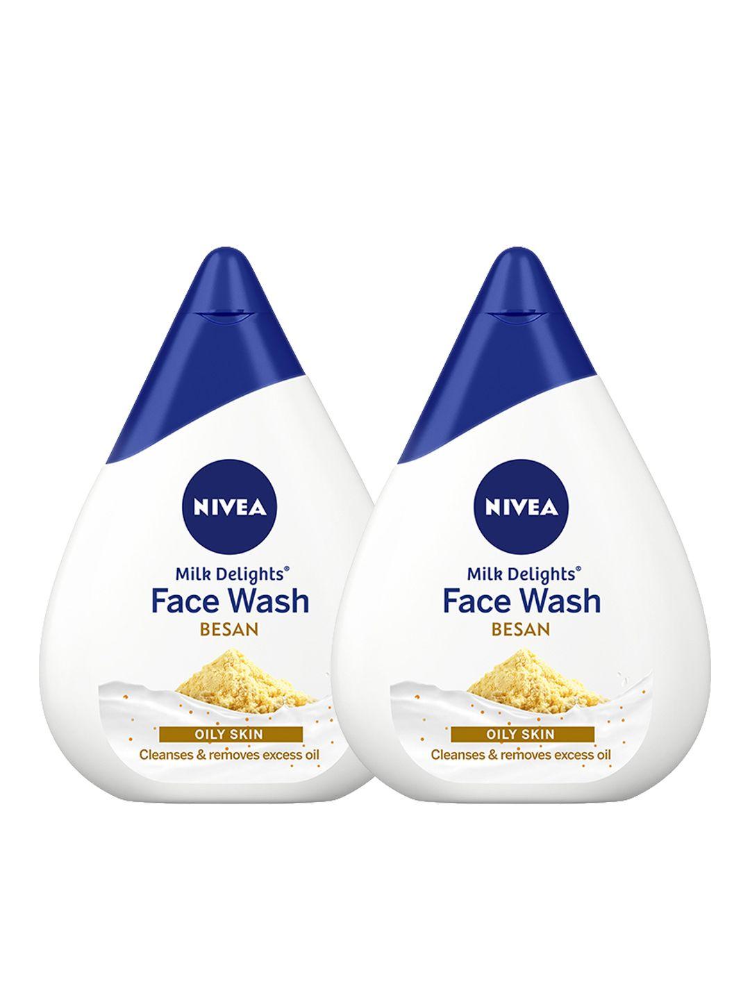 nivea set of 2 milk delights face wash fine gramflour for oily skin - 100ml each