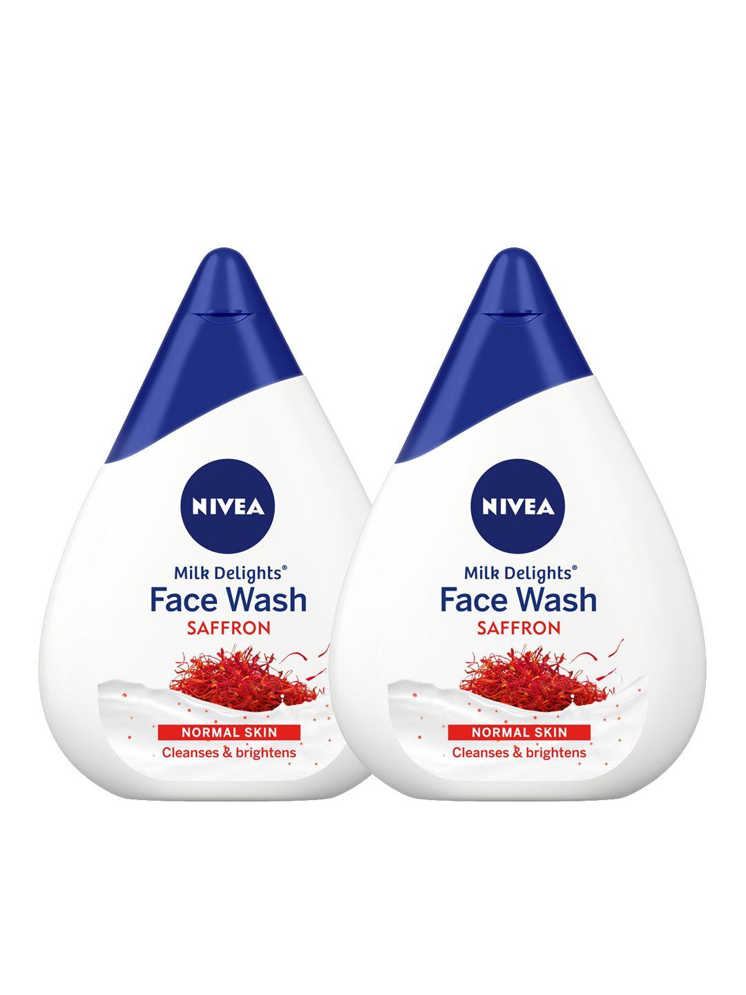 nivea set of 2 milk delights face wash with precious saffron for normal skin - 100ml each