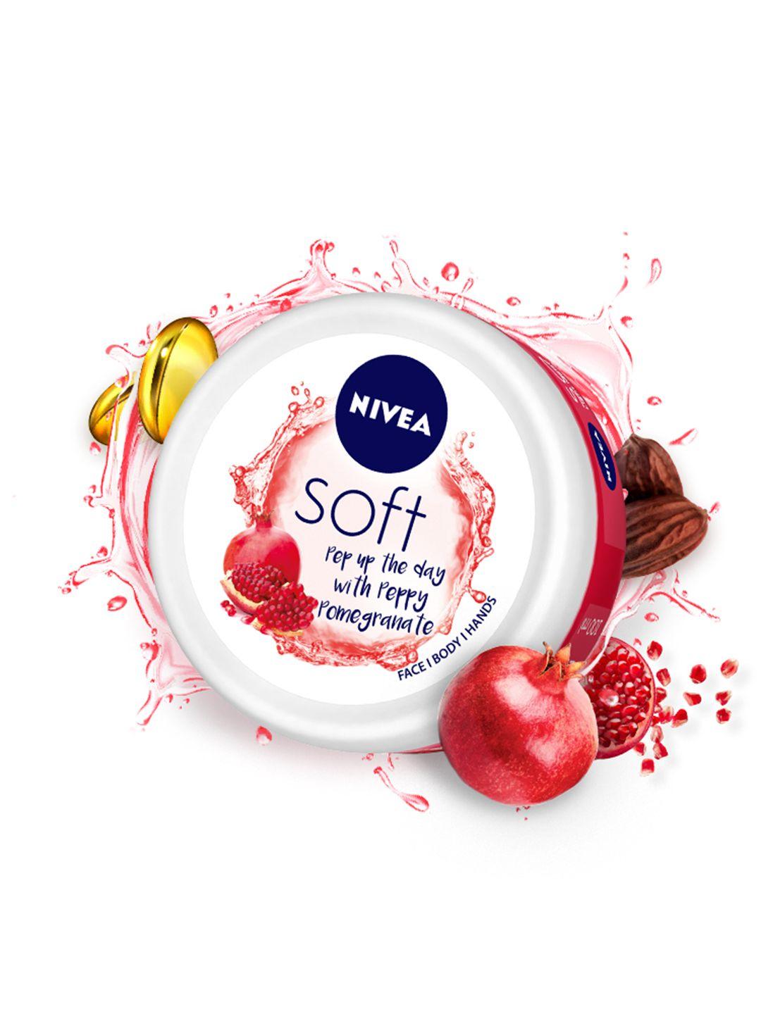 nivea soft light moisturizer cream - peppy pomegranate - for face hands & body - 200 ml