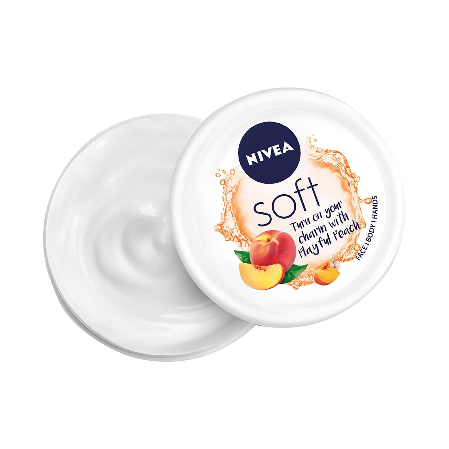 nivea soft playful peach light moisturising cream (200ml)