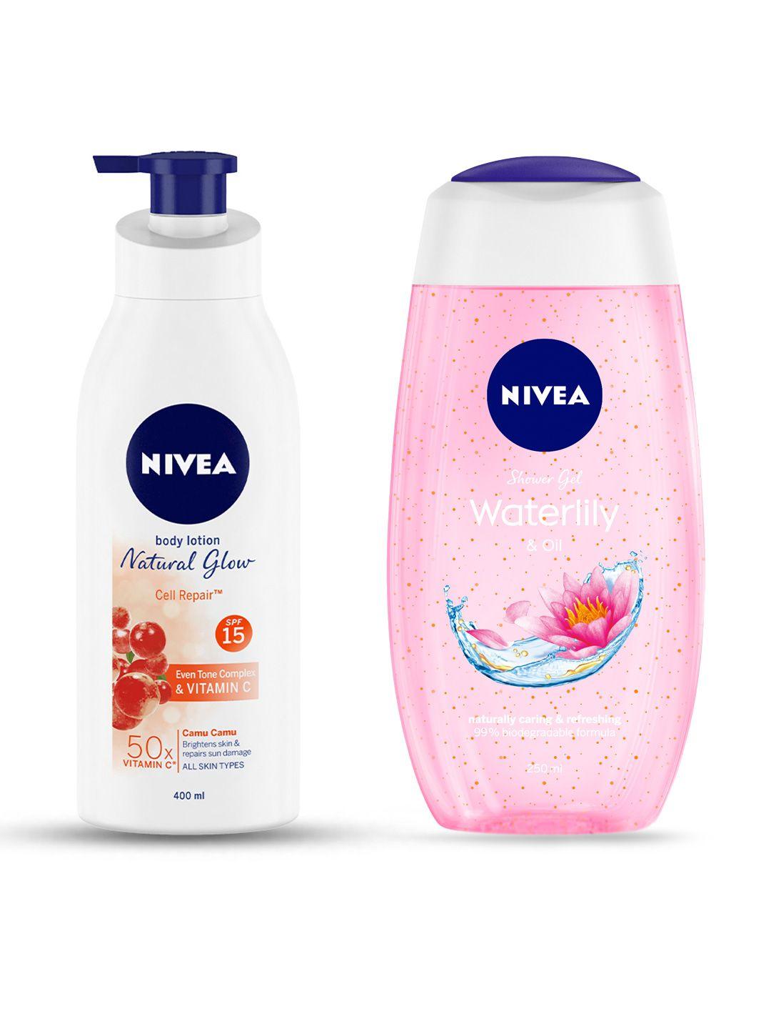 nivea summer glow combo - body lotion 400ml + shower gel 250ml