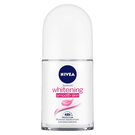 nivea women deodorant roll on, whitening smooth skin, 25 ml