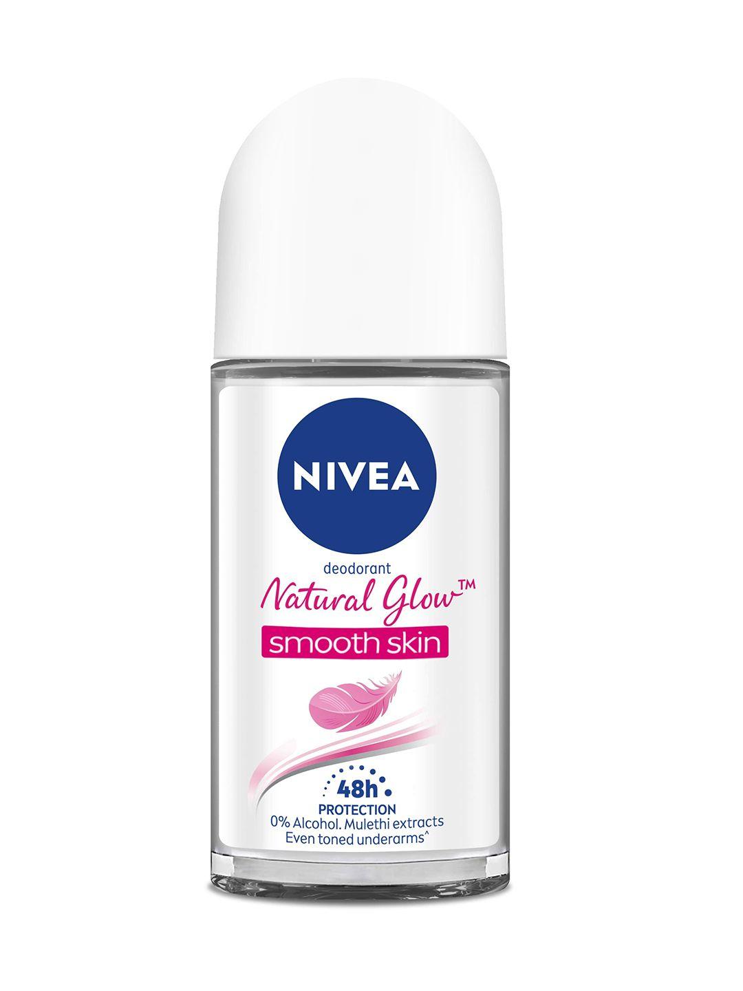 nivea women natural glow smooth skin 48h protection deodorant roll on - 50 ml