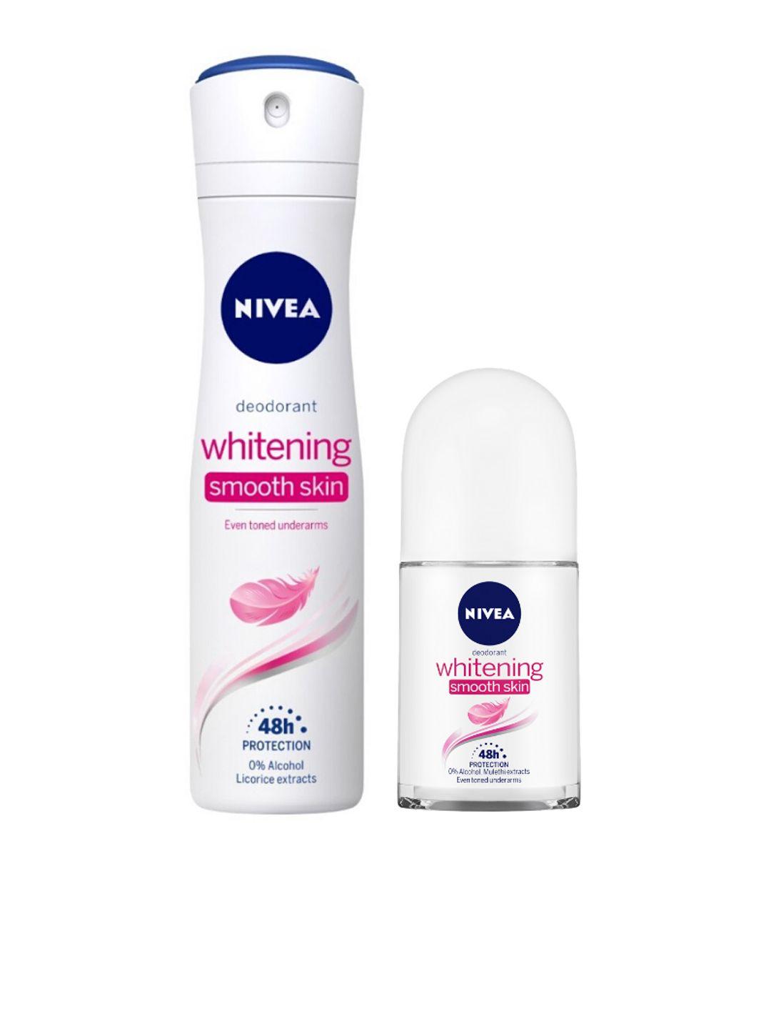 nivea women set of whitening smooth skin roll on & deodorant