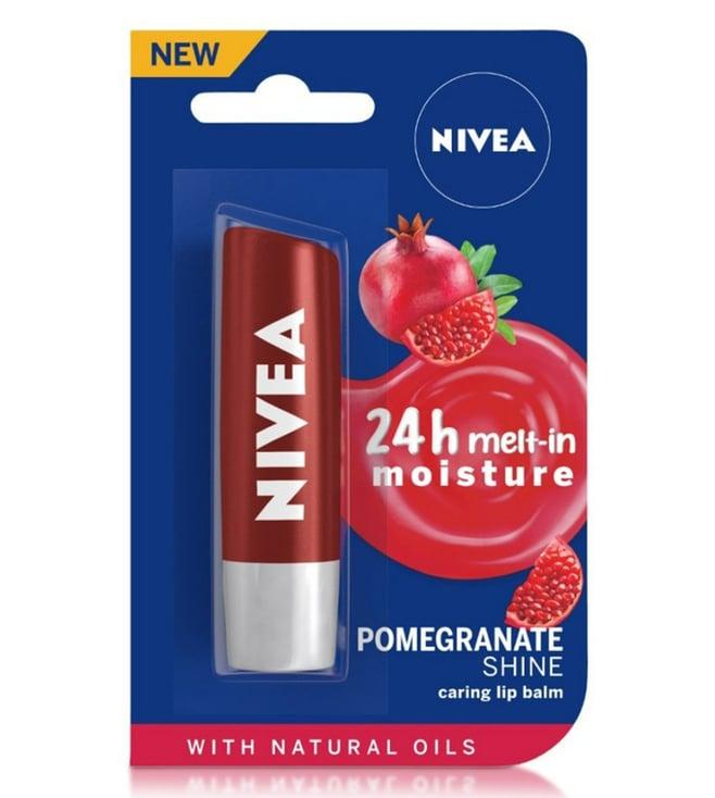 nivea 24h moisture with natural oils lip balm dark red shine & pomegrenate aroma - 4.8 gm