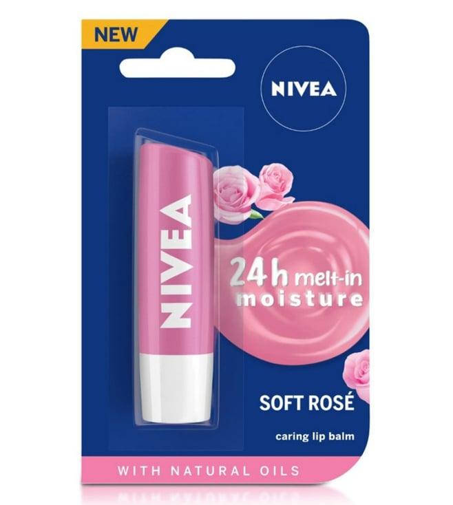nivea 24h moisture women lip balm soft rose - 4.8 gm