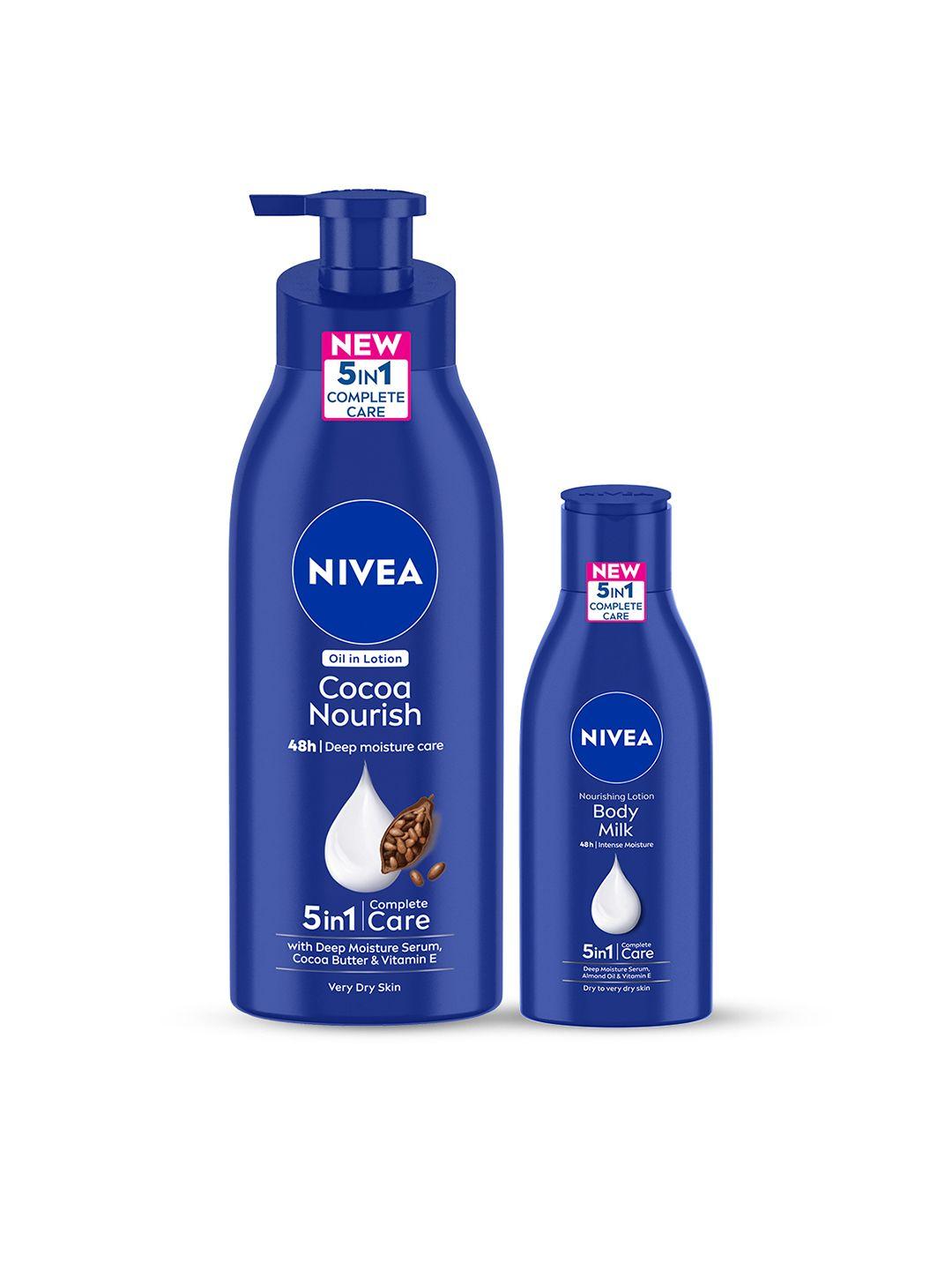 nivea 5-in-1 complete care cocoa nourish body lotion 400ml & nourishing body milk 120ml