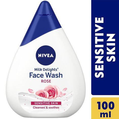 nivea face wash milk delights caring rosewater sensitive skin 100ml