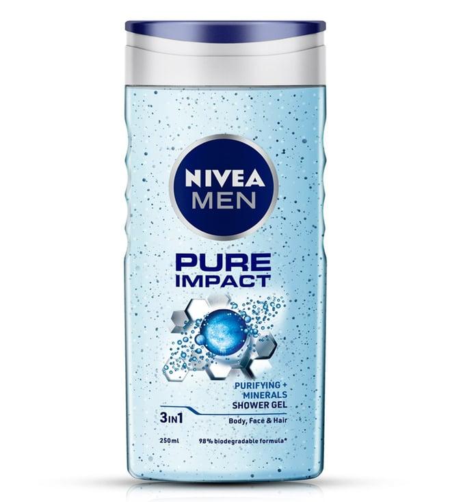 nivea men body wash & pure impact with purifying micro particles shower gel - 250 ml