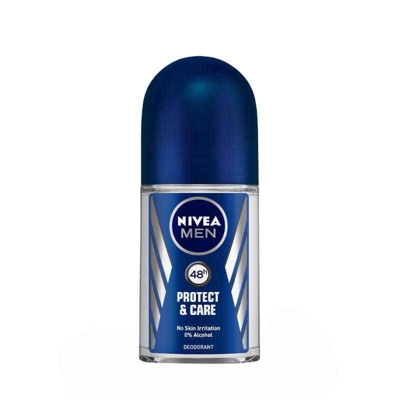 nivea men deodorant roll on, protect & care, no skin irritation & 48h freshness