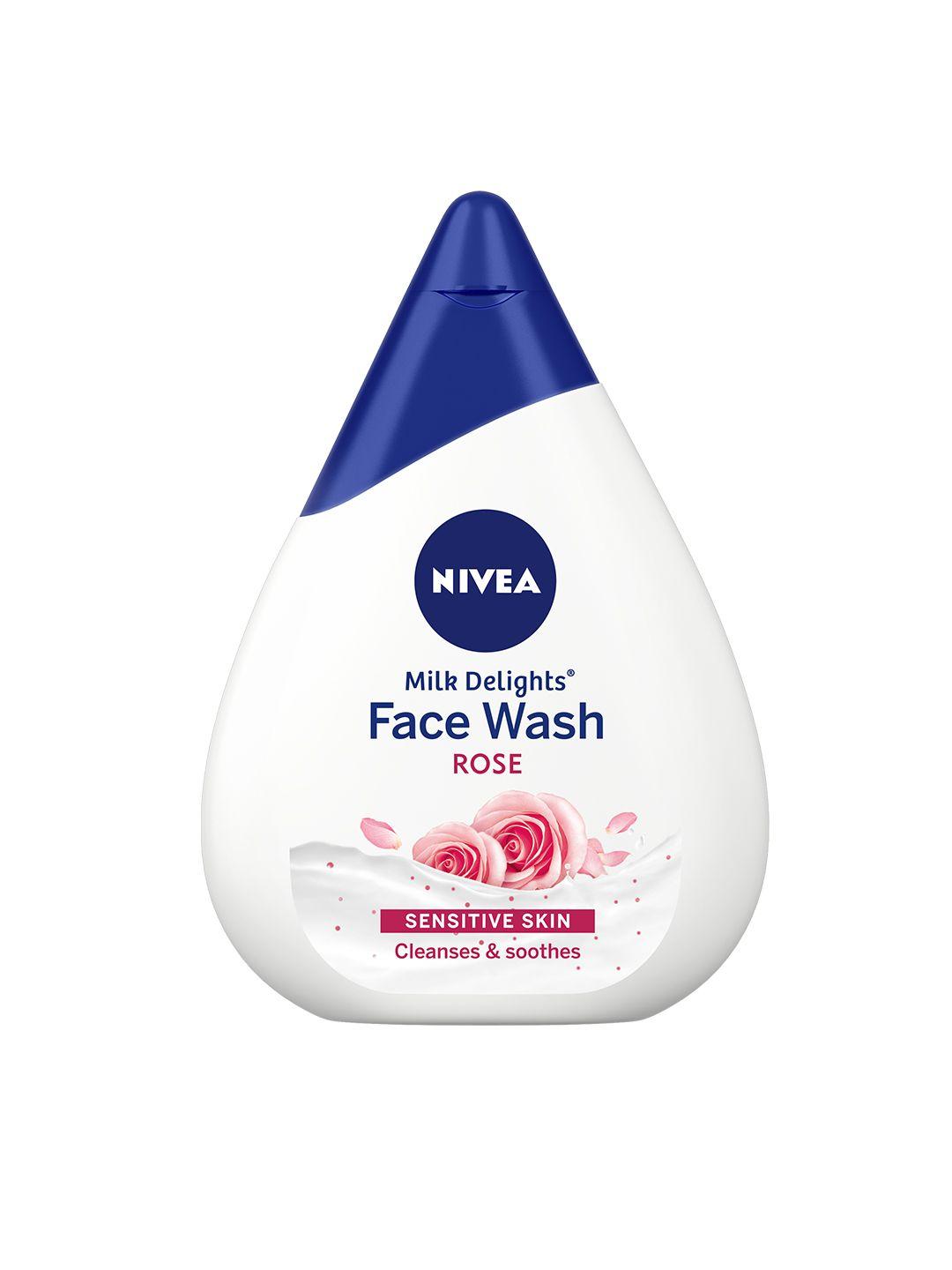 nivea milk delights face wash with caring rosewater for sensitive skin 100 ml