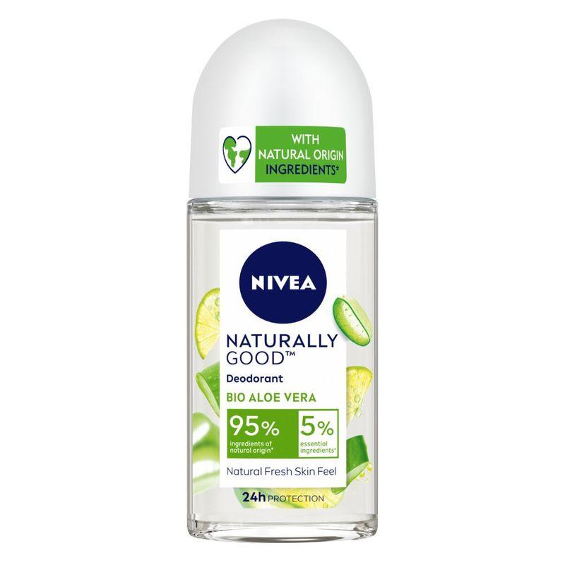 nivea naturally good deodorant roll on,bio aloe vera with natural fresh skin feel,vegan formula