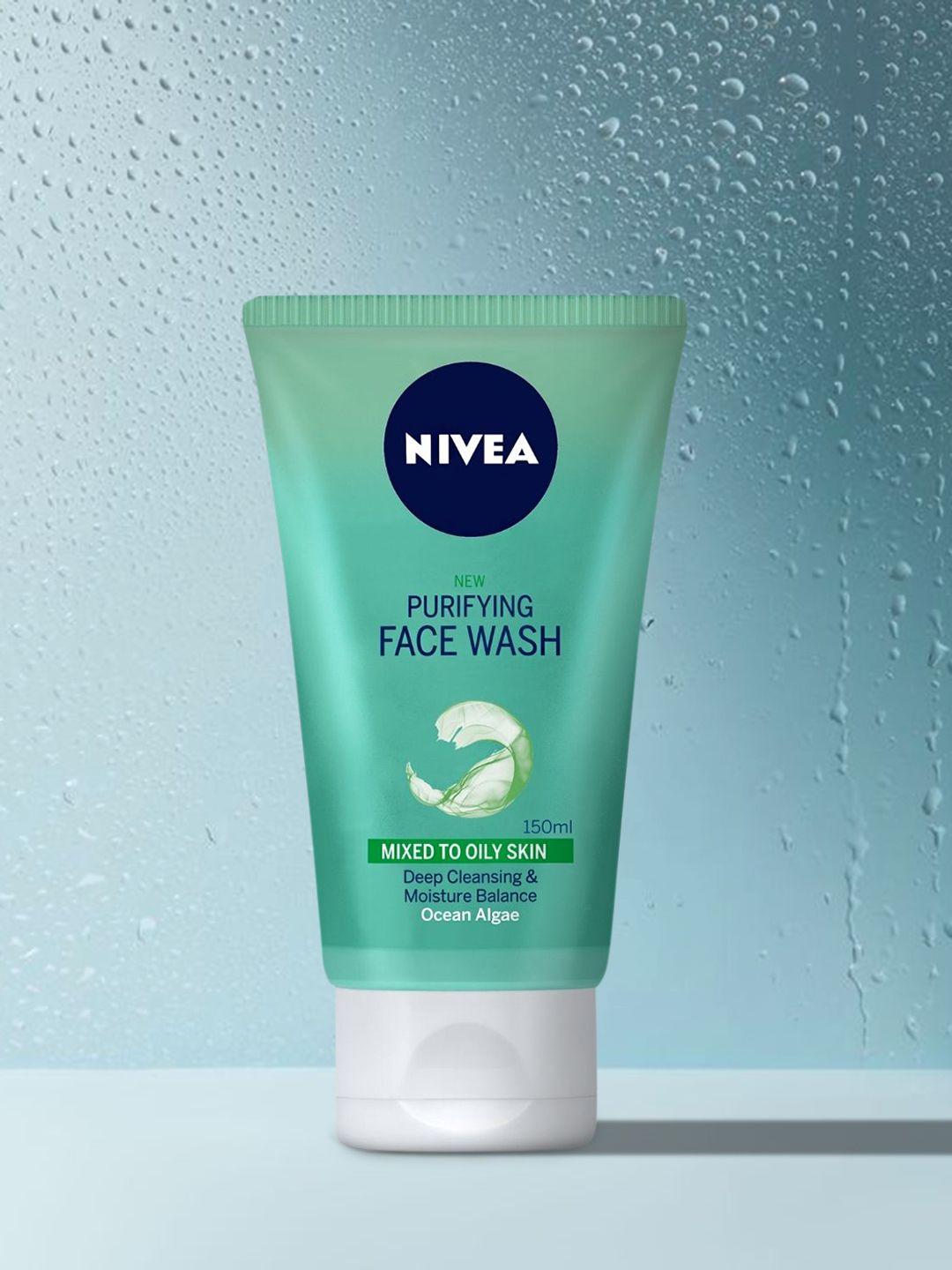 nivea purifying face wash with ocean algae and hydra iq for mixed to oily skin 150 ml