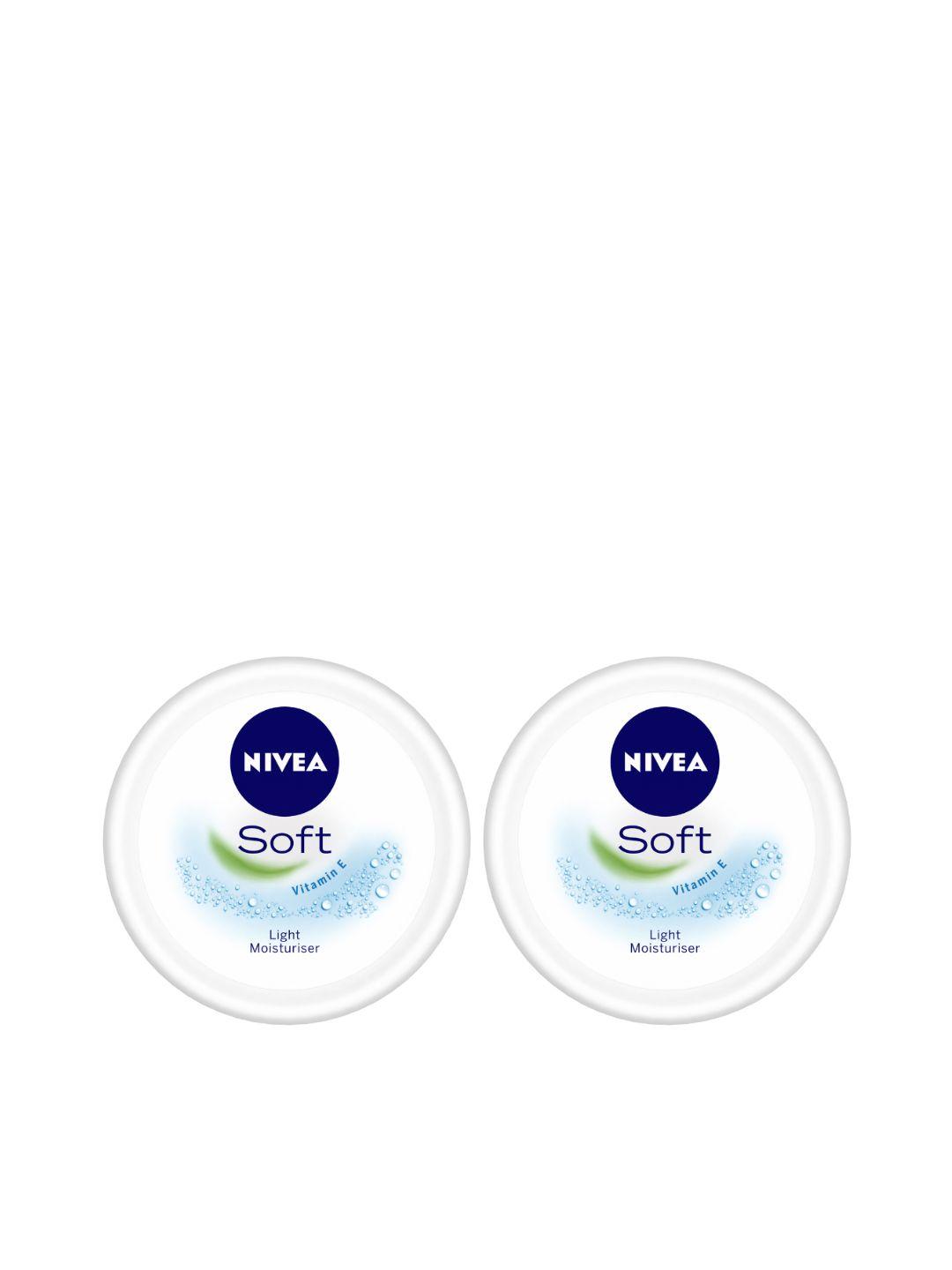 nivea set of 2 soft cream light moisturiser 100ml