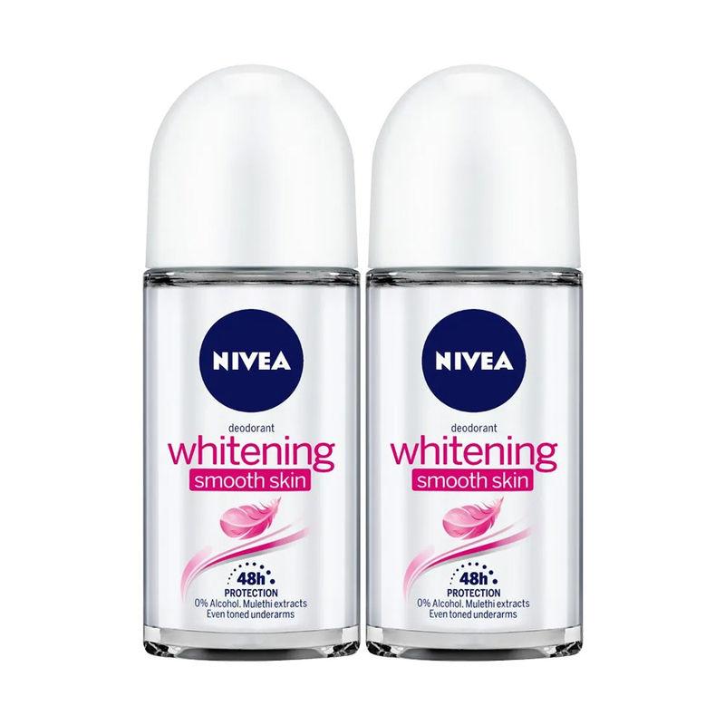 nivea whitening smooth skin deodorant roll on (set of 2)