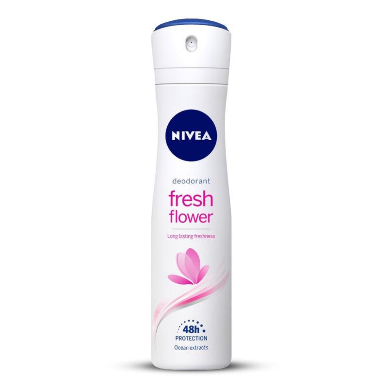 nivea women deodorant, fresh flower, long lasting freshness & 48h protection