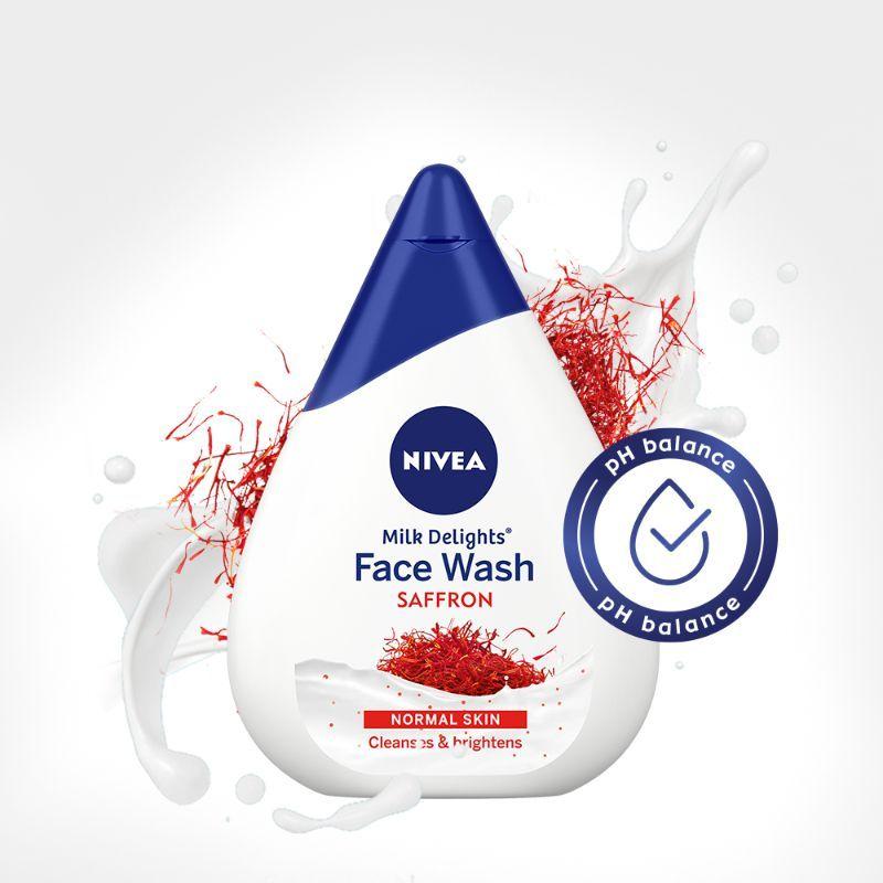 nivea women face wash for normal skin, milk delights saffron