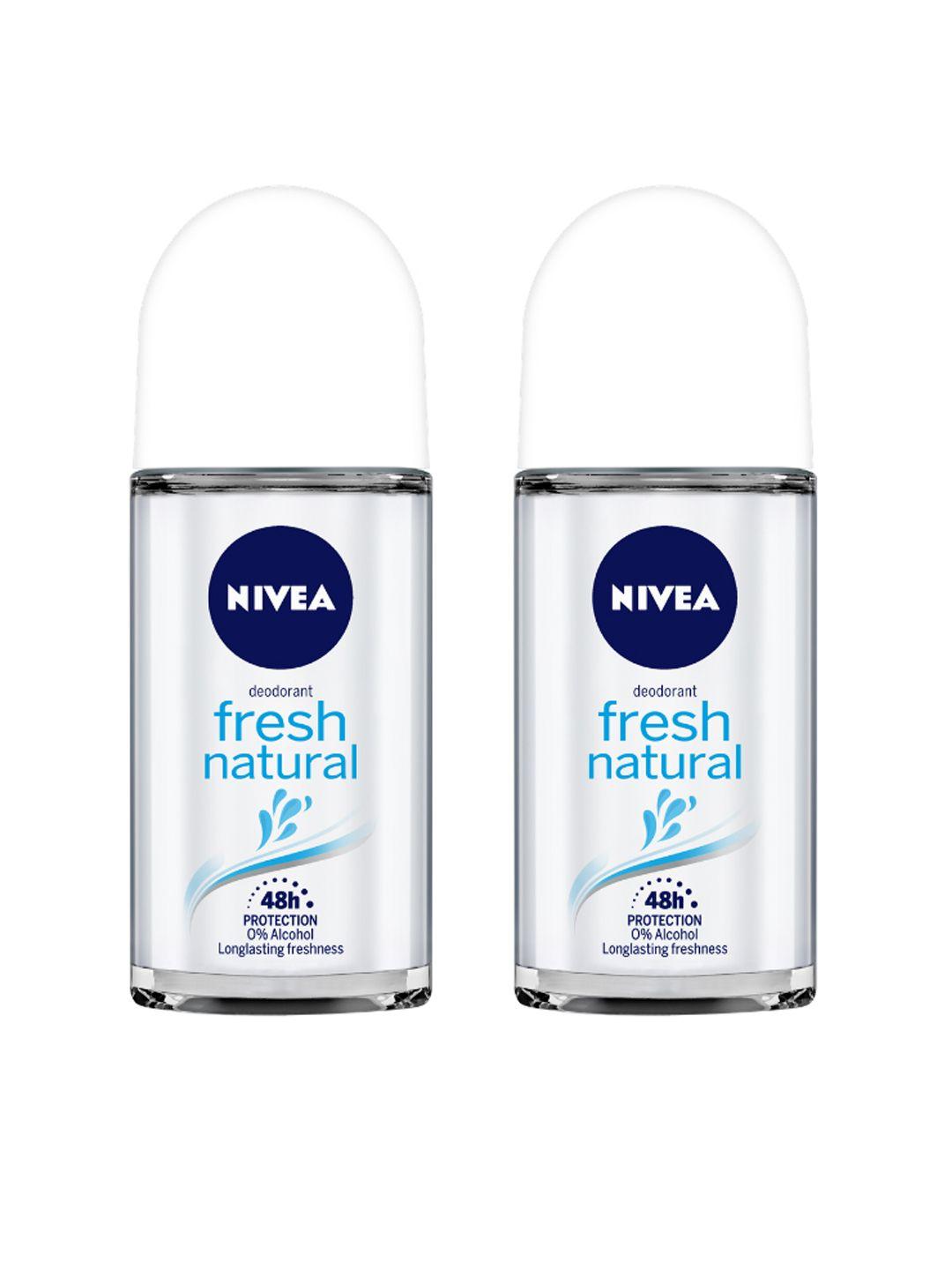 nivea women set of 2 fresh natural roll-on deodorant