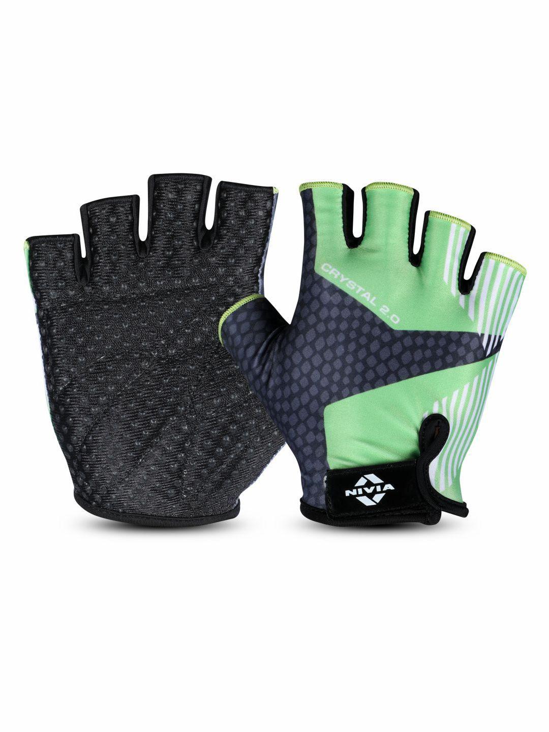 nivia green printed fitness gloves