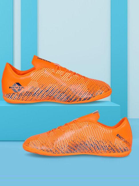 nivia men's encounter 9.0 futsal orange football shoes
