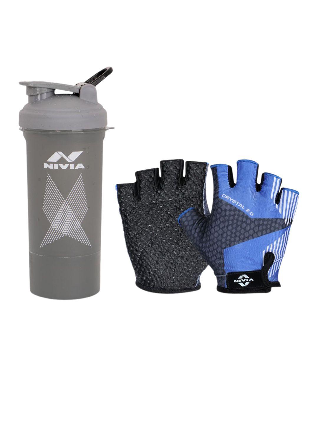 nivia printed leather gym gloves with shaker
