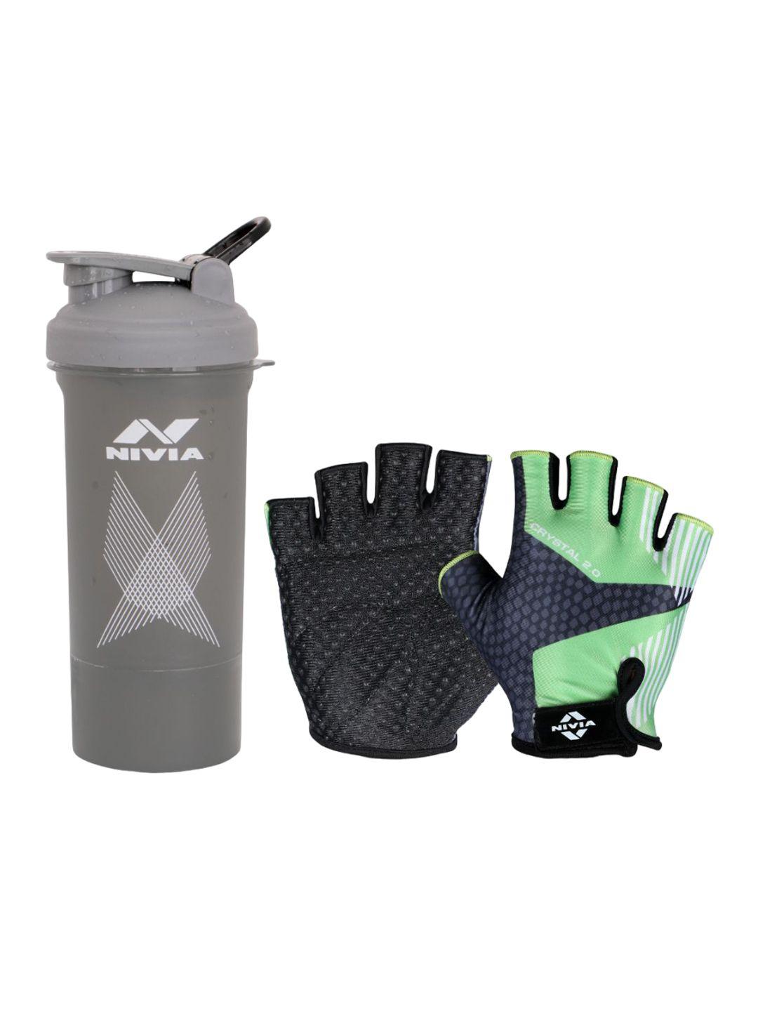 nivia textured leather gym gloves with shaker
