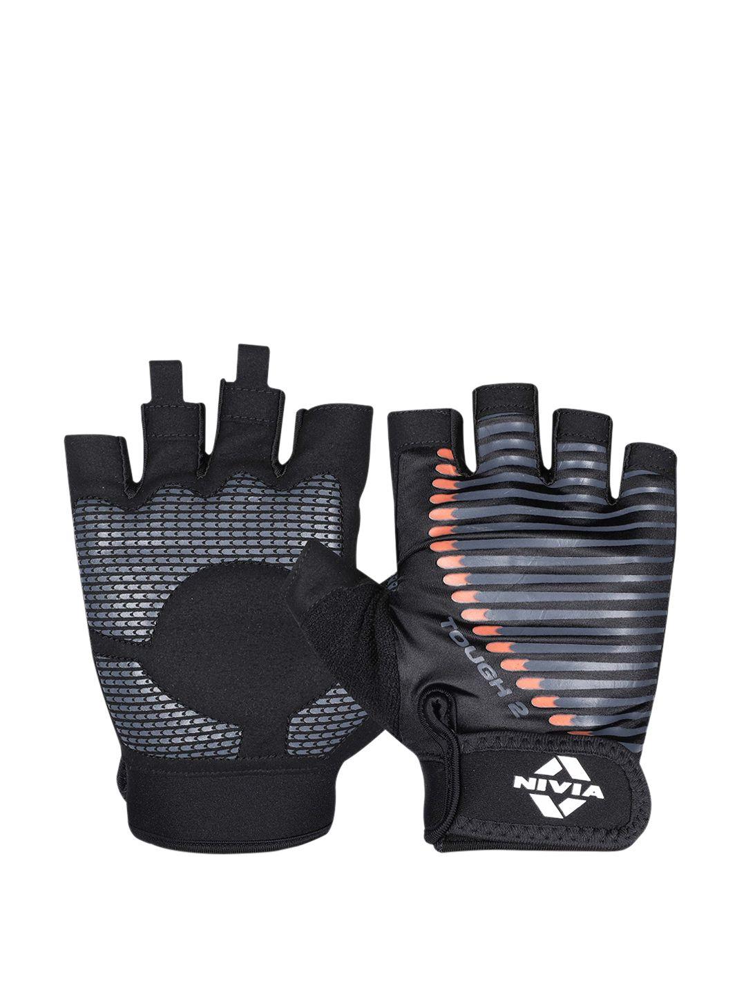 nivia unisex black & orange cross training gloves