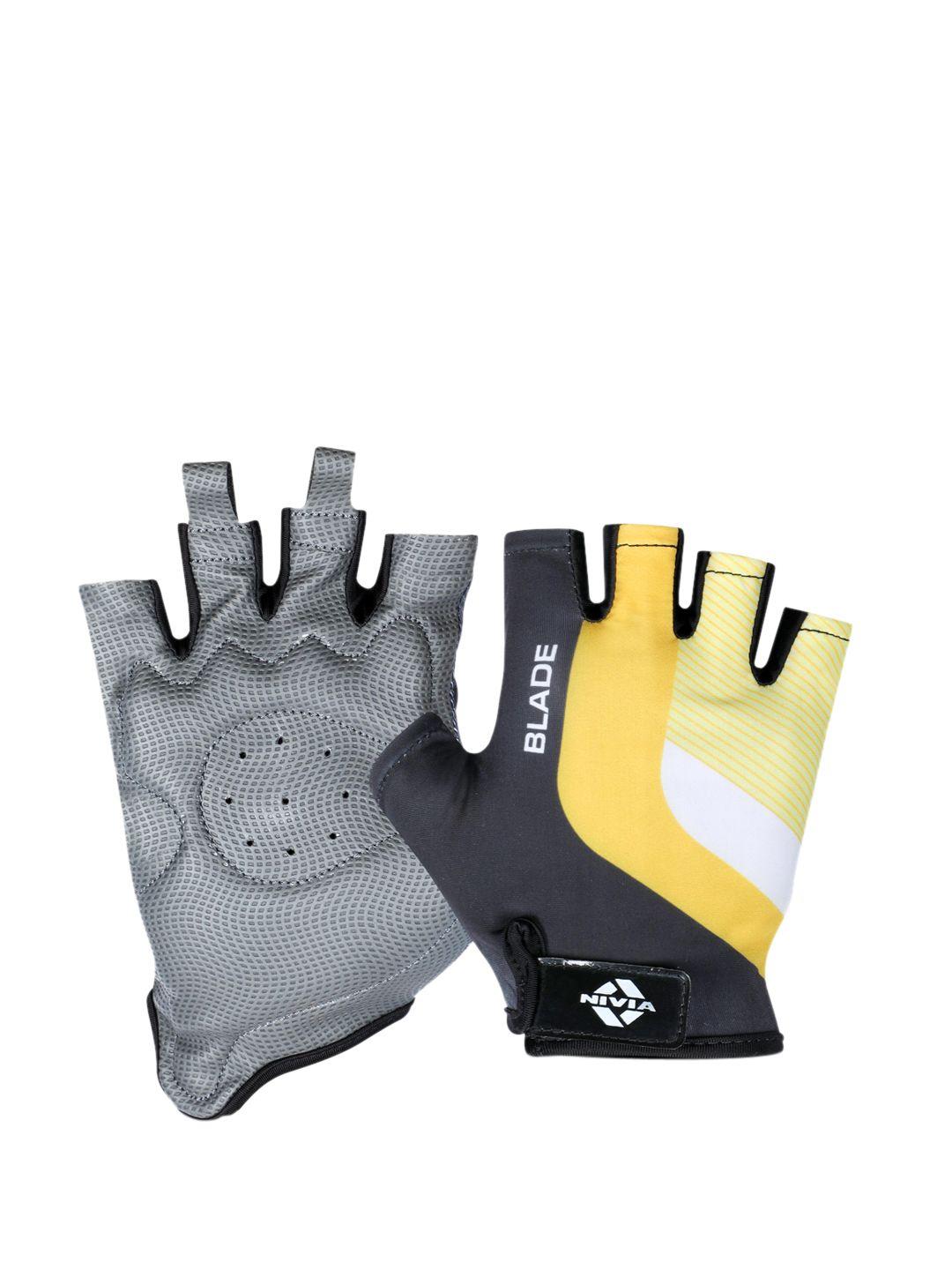 nivia unisex yellow printed fitness gloves