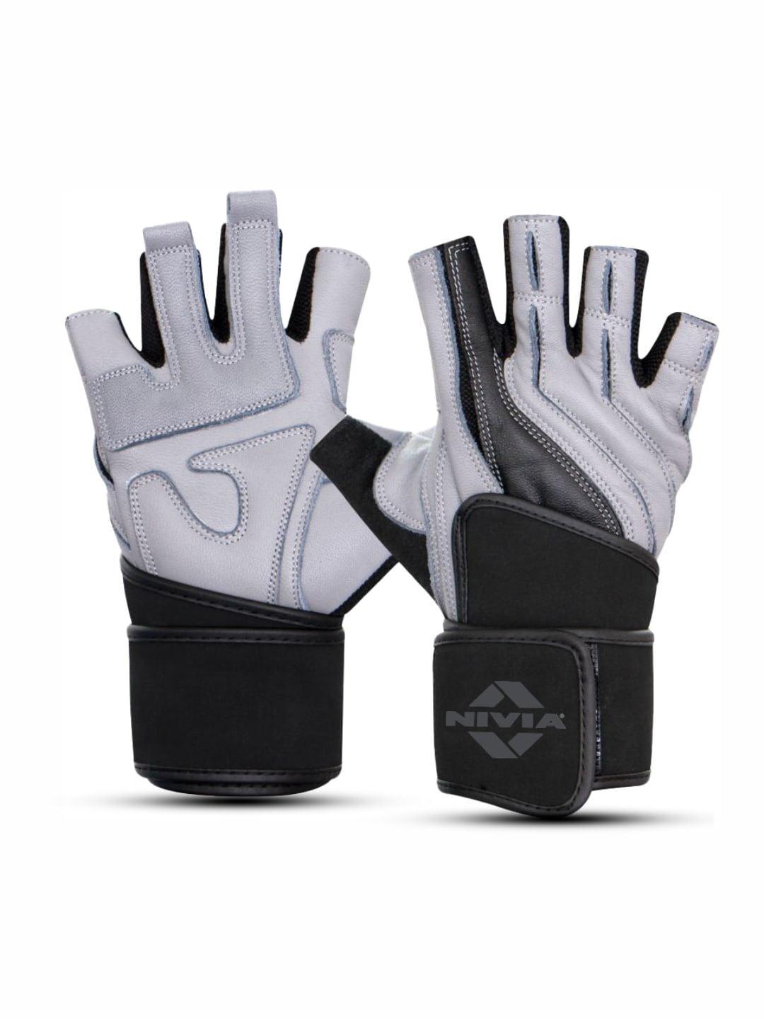 nivia wrist grip genuine leather gym gloves