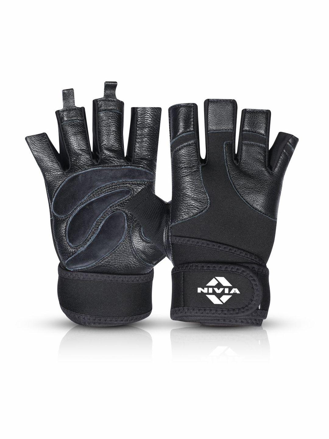 nivia wrist grip genuine leather gym gloves