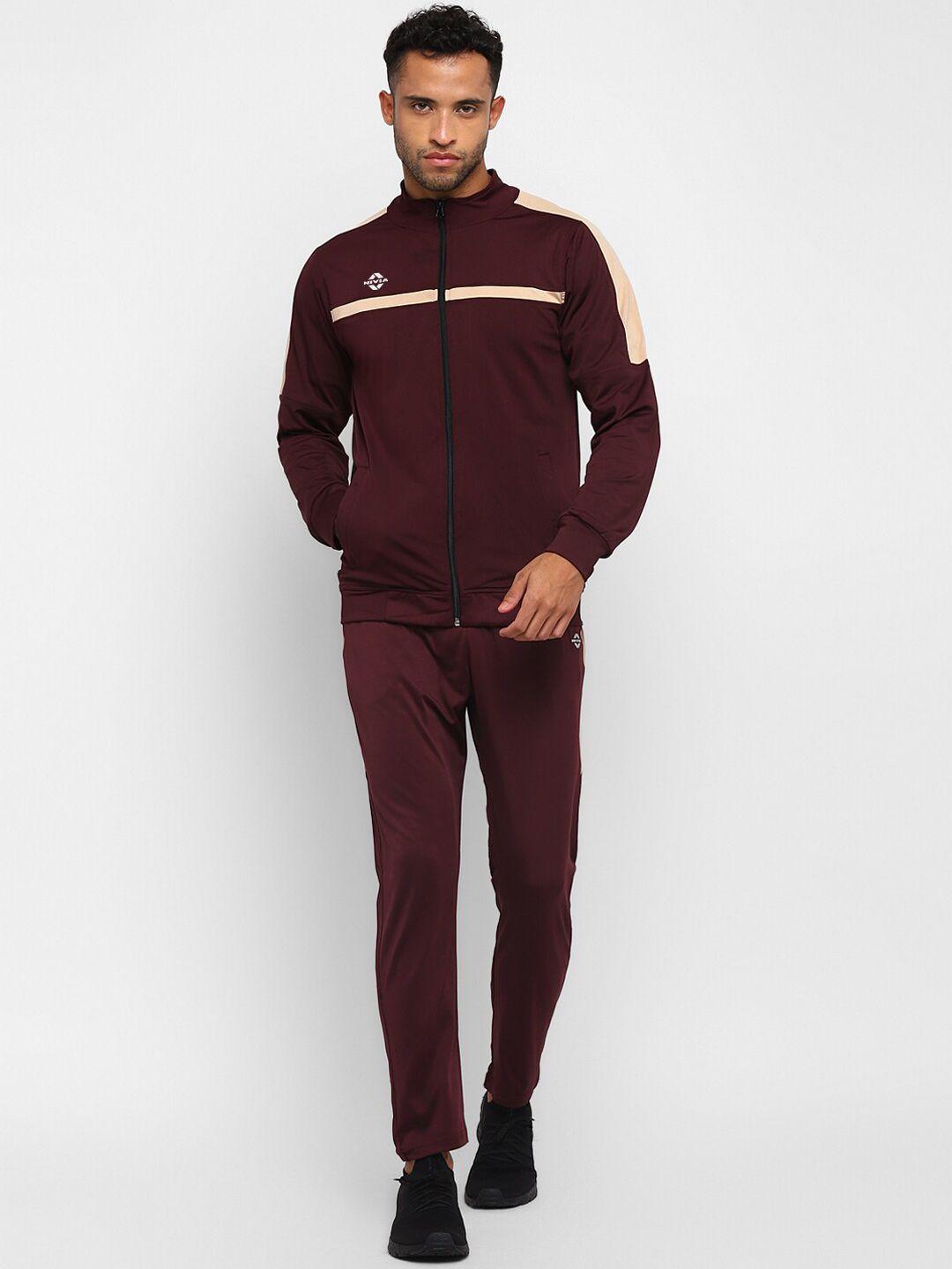 nivia colourblocked mock collar tracksuit