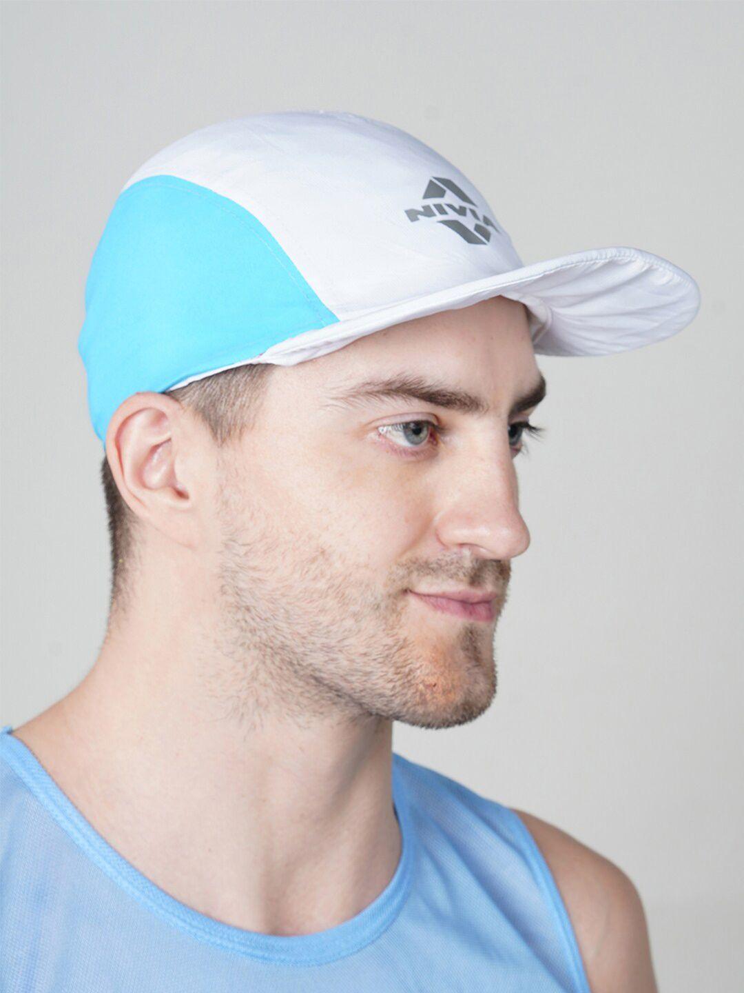 nivia men white & blue colourblocked snapback cap