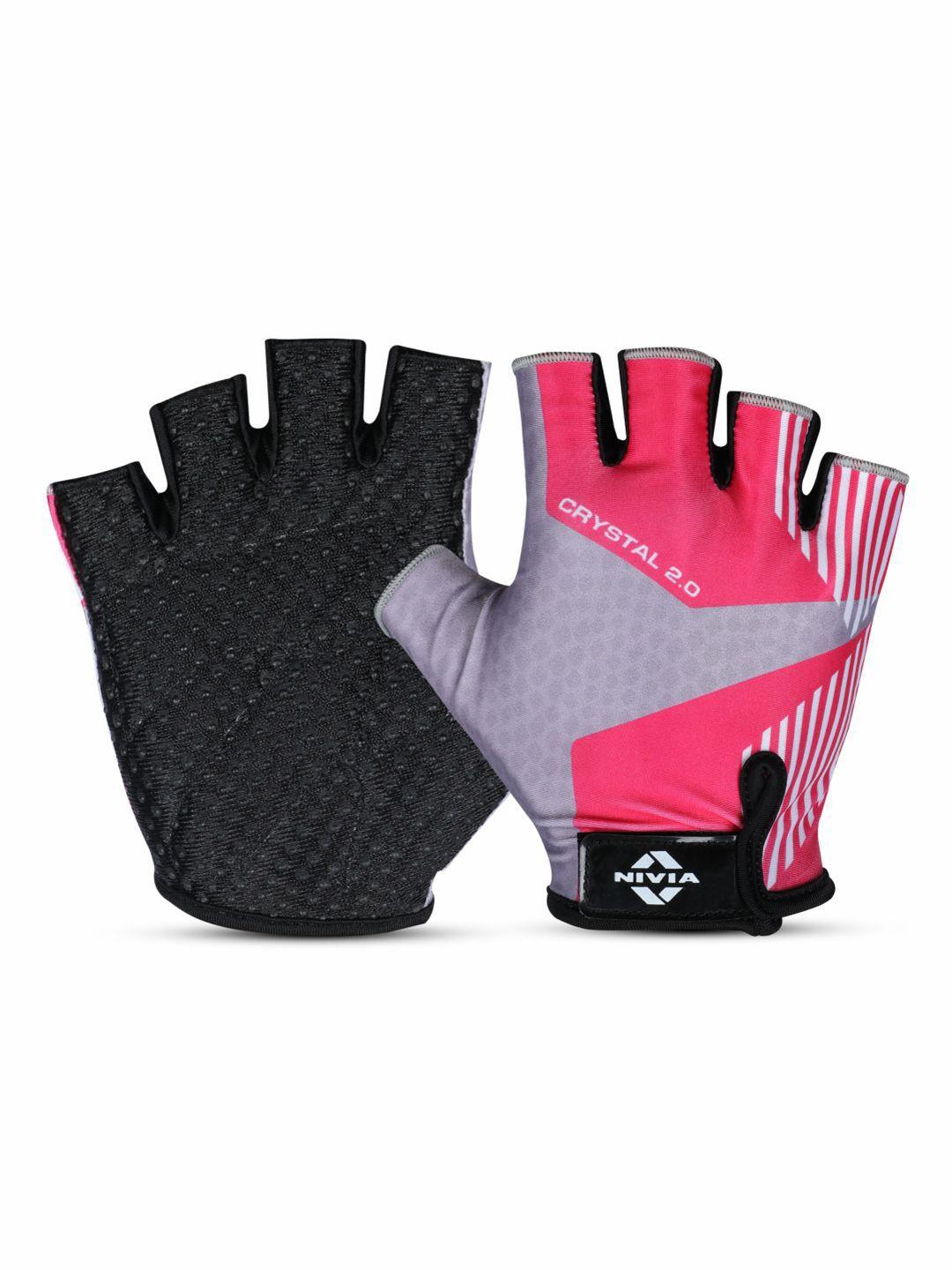 nivia unisex black & pink fitness gloves