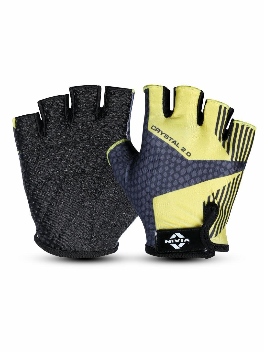 nivia unisex black & yellow fitness gloves