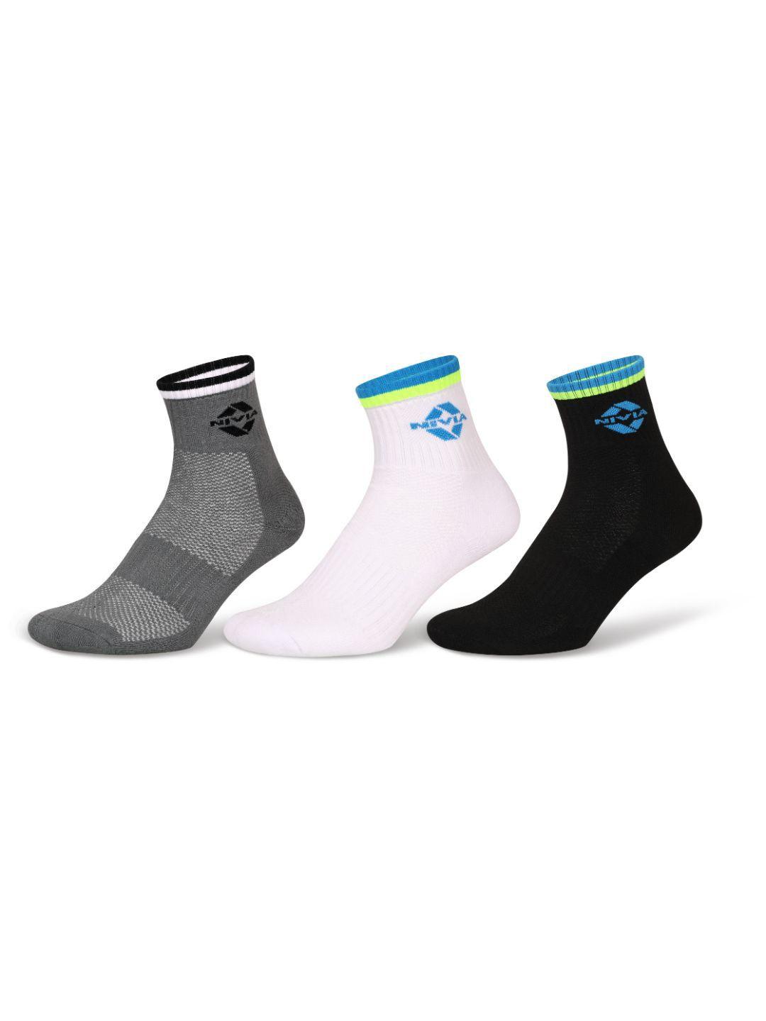 nivia unisex pack of 3 foot compress ankle-length sports socks