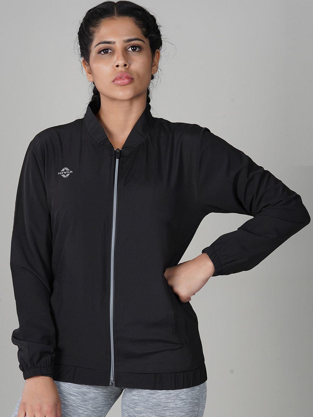 nivia women black lightweight running sporty jacket