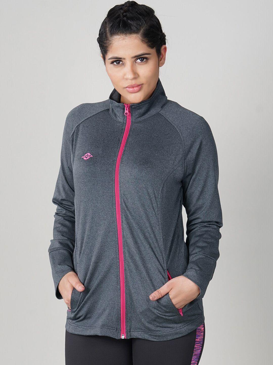 nivia women mock collar dry fit sporty jacket