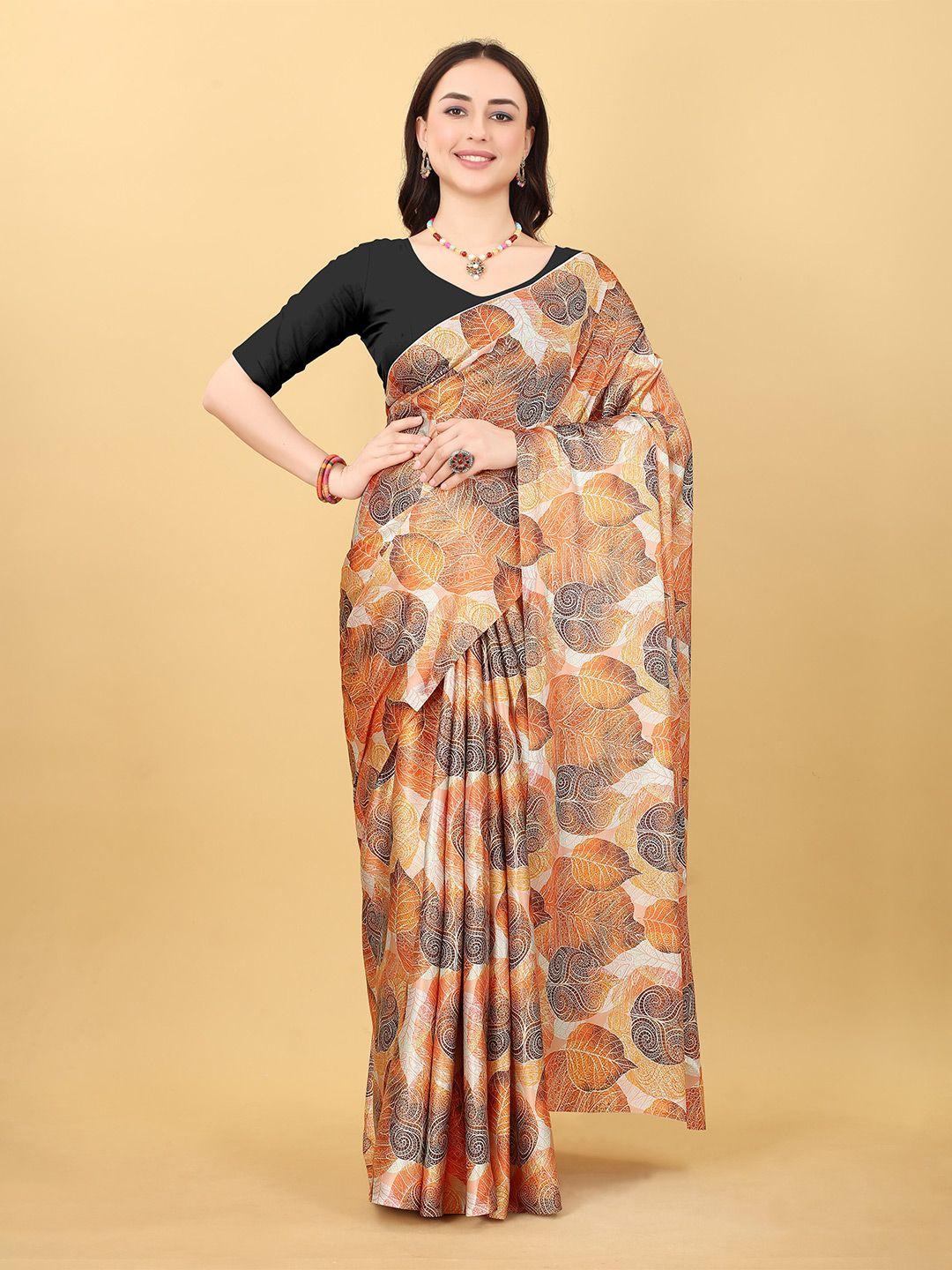 niwaa floral printed satin saree