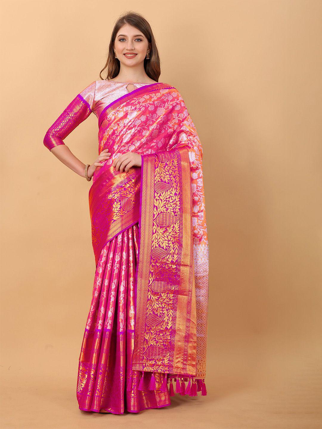 niwaa floral woven design pure silk banarasi saree