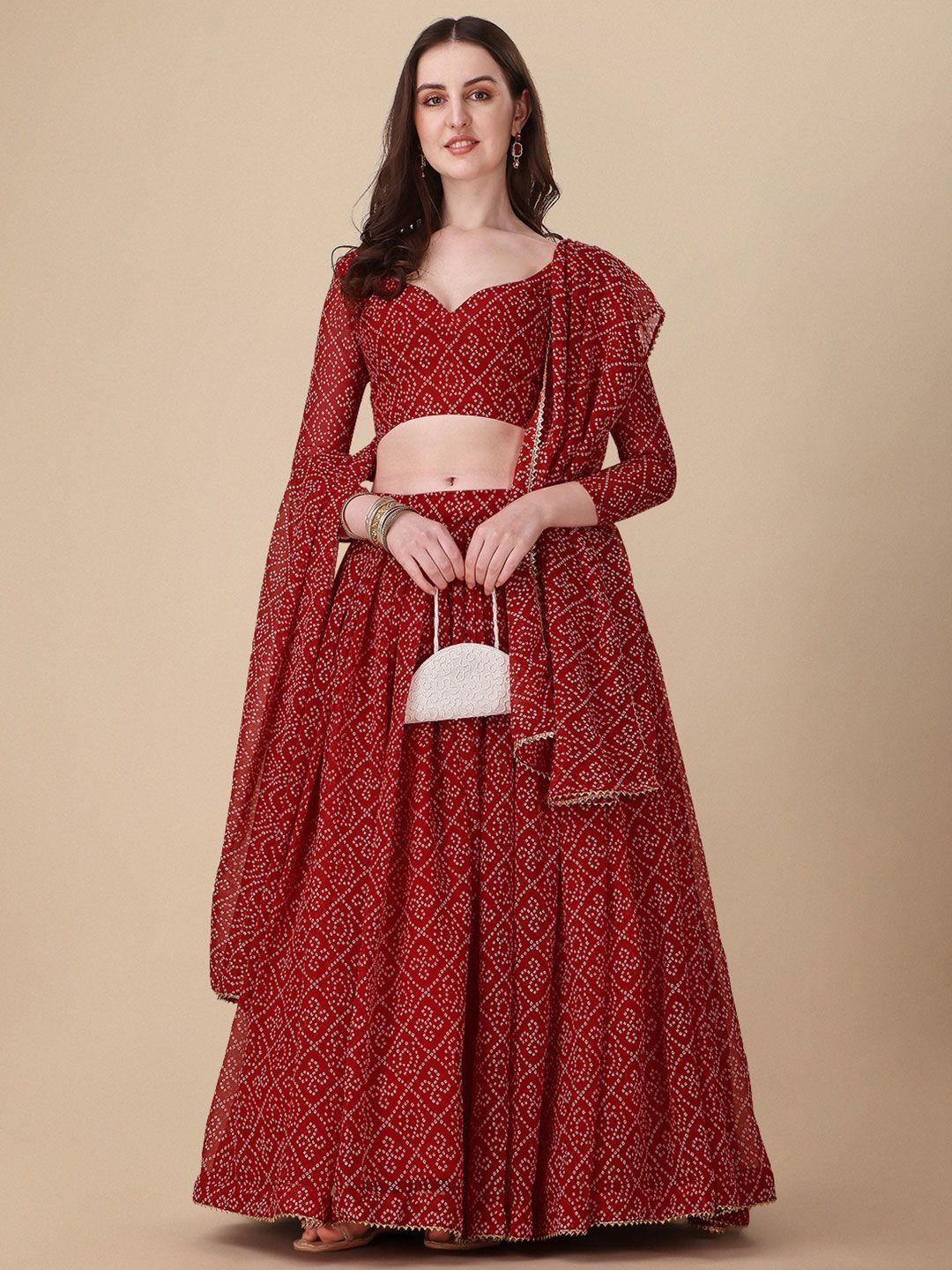 niza fashion bandhani georgette  ready to wear lehenga & unstitched blouse with dupatta