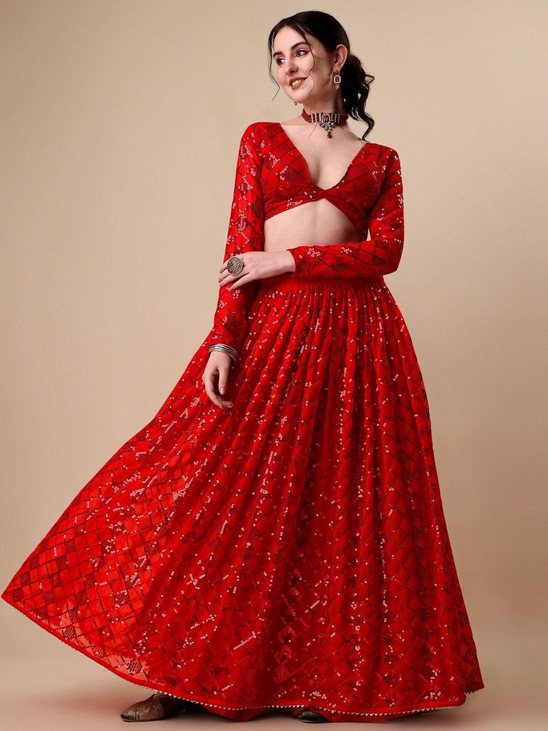niza fashion embellished sequinned ready to wear lehenga & unstitched blouse with dupatta