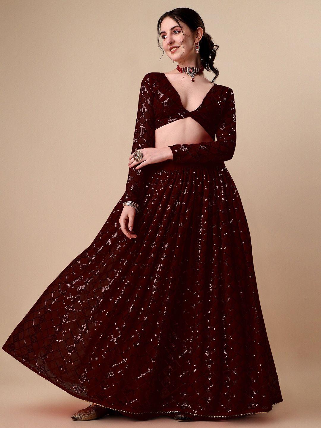niza fashion embellished sequinned ready to wear lehenga & unstitched blouse with dupatta