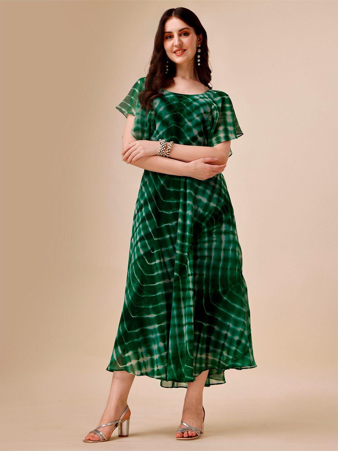 niza fashion leheriya printed flutter sleeve georgette midi dress