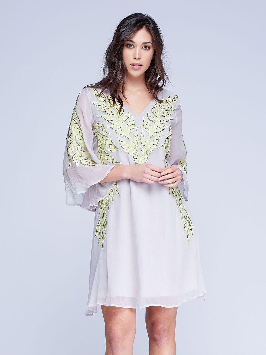 niza women off-white embellished a-line dress