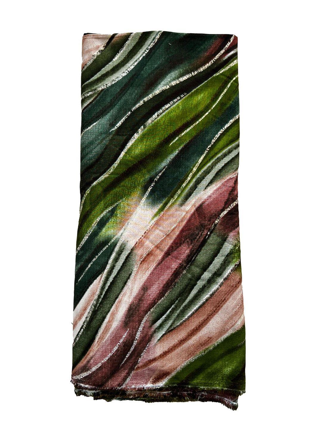 nk textiles green & multicoloured printed viscose rayon unstitched dress material