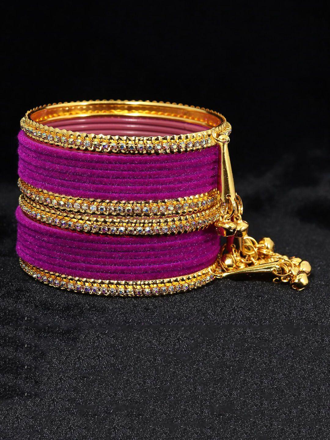 nmii set of 16 gold-plated zircon gemstone studded bangles