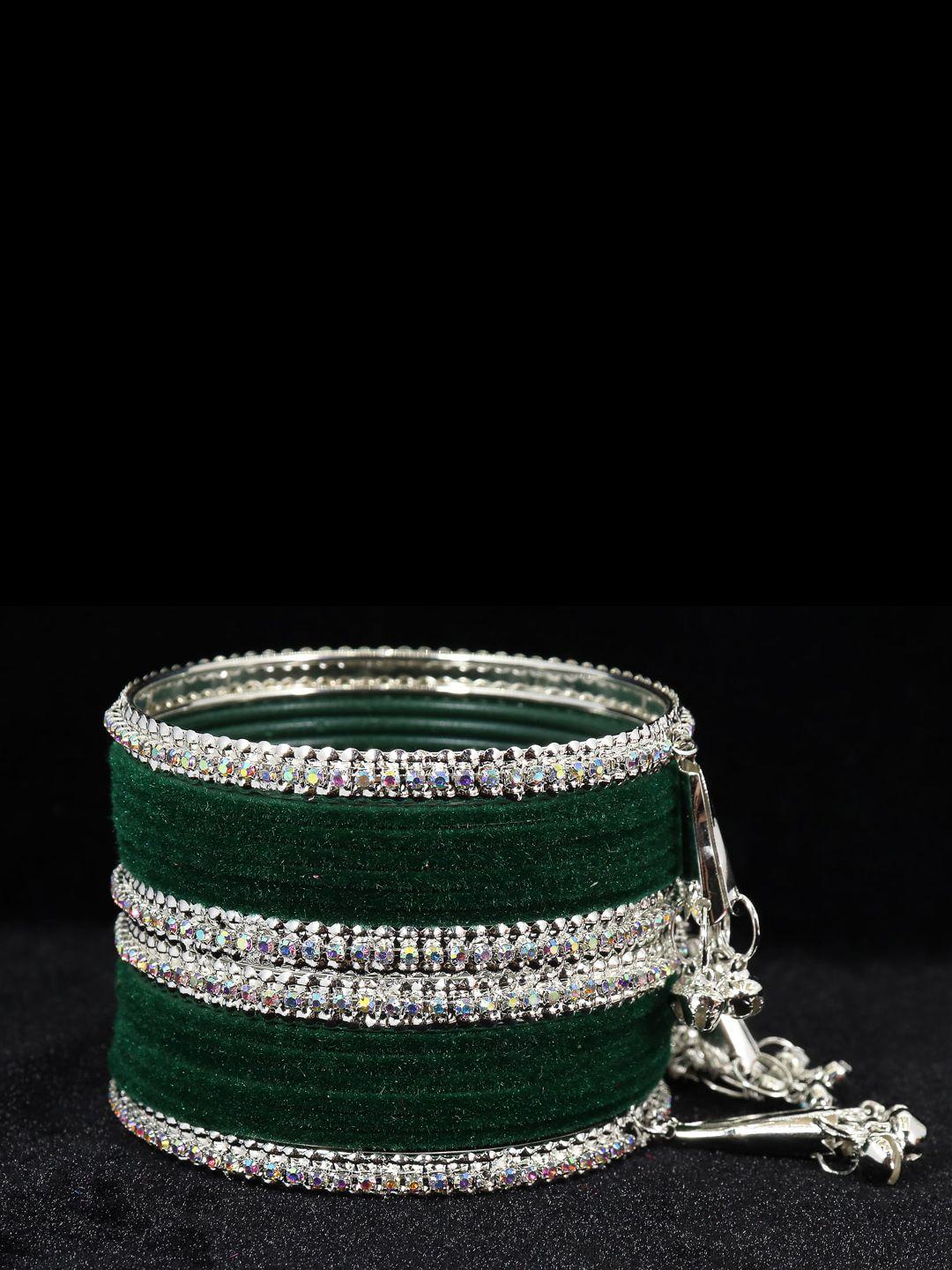 nmii set of 16 zircon gemstone studded & velvet bangles