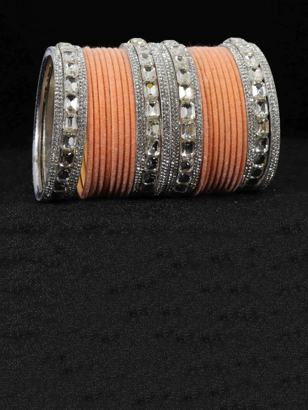 nmii set of 28 zircon gemstone-studded & velvet bangles